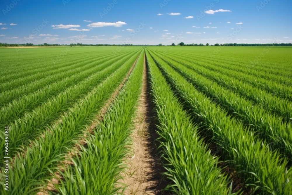 symmetrically planted wheat rows