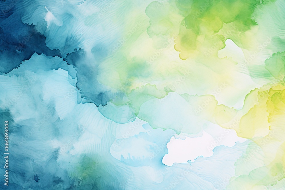 Watercolor Abstract Background in Blue, Green, White, and Yellow