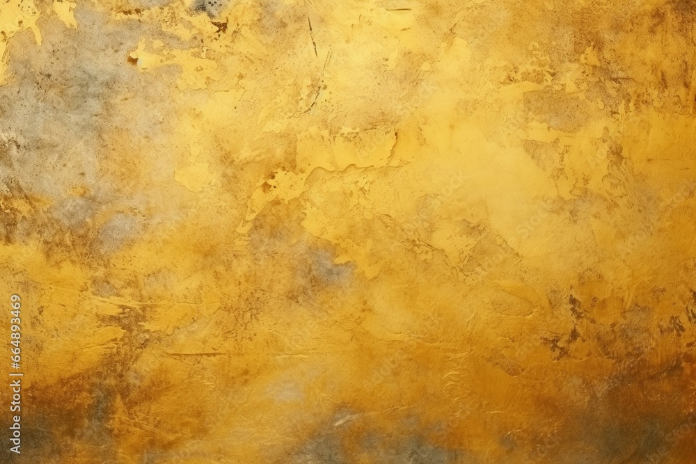 Abstract Gold Pattern on Weathered Yellow Surface