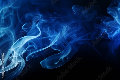 Blue and White Vape Smoke on Dark Blue Background © Maximilien