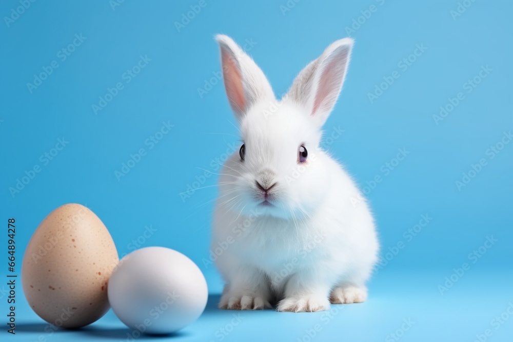 Cute White Rabbit with Easter Egg Cute White Rabbit with Easter Egg