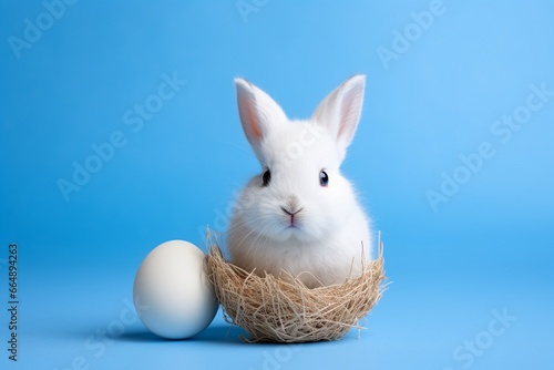 Cute White Rabbit with Easter Egg