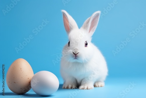 Cute White Rabbit with Easter Egg © Maximilien