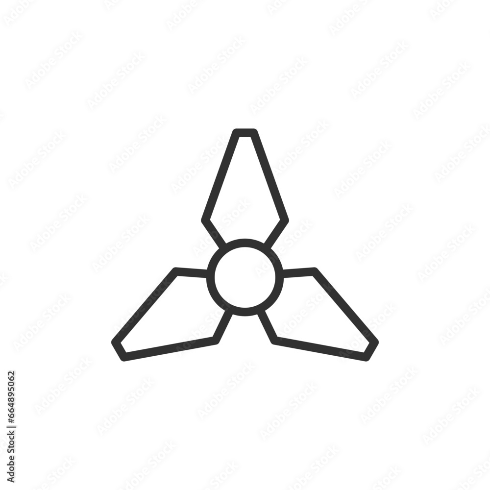 Three blades Fan, linear icon. Line with editable stroke Three blades Fan, linear icon. Line with editable stroke