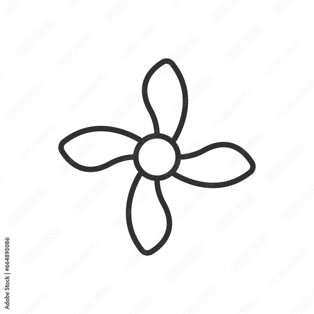 Four blades Fan, linear icon. Line with editable stroke Four blades Fan, linear icon. Line with editable stroke