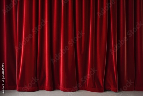 closed red velvet curtains on a theater stage