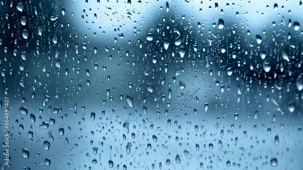 Raindrops on the window. Blue tone. Raindrops on the window. Blue tone.