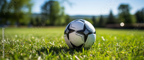 Schwarz-weißer Fußball im Grünen © PhotoArtBC