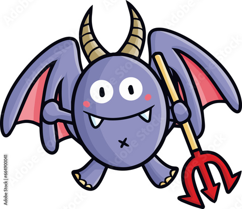Funny evil bat cartoon character smiling happily