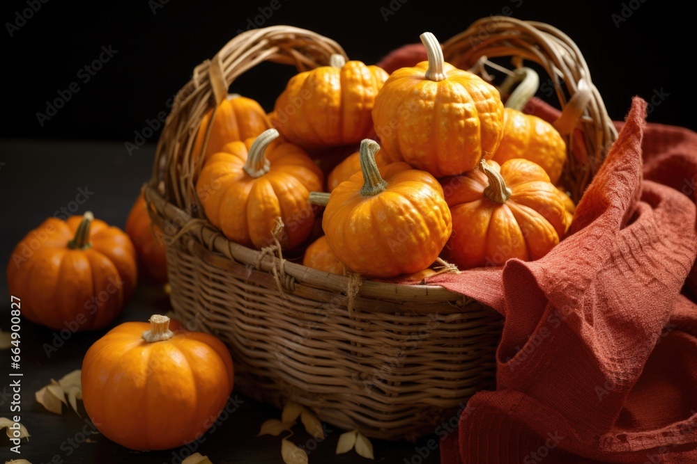 closeup of pumpkin madelaines in a festive basket closeup of pumpkin madelaines in a festive basket