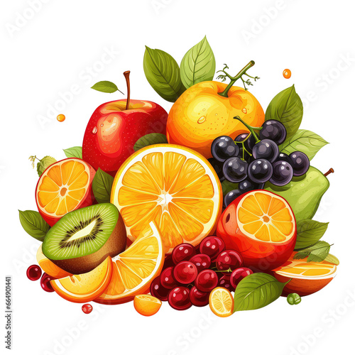 Transparent clipart with many fresh  fruits background