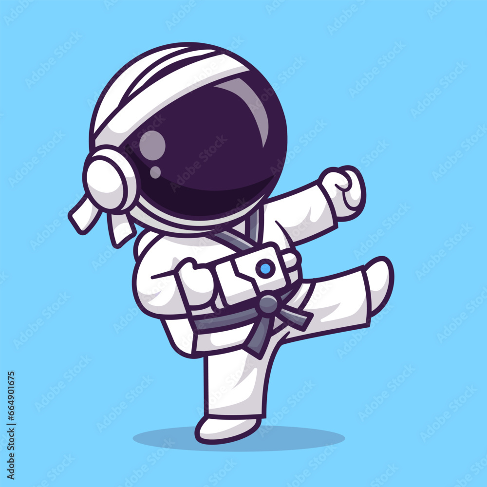 Cute Astronaut Karate Cartoon Vector Icon IllustrationScience 
Sports Icon Concept Isolated Premium Vector. Flat Cartoon
Style
