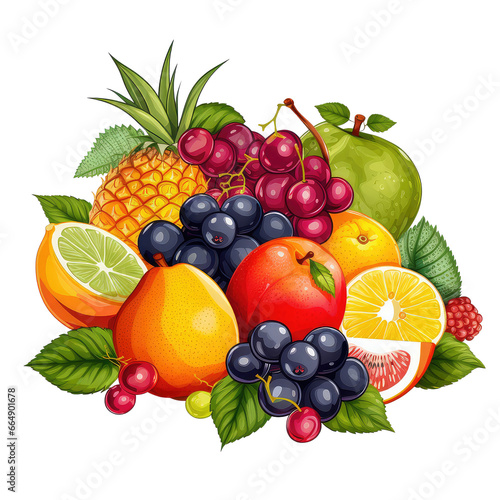 Transparent clipart with many fresh  fruits background