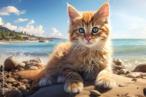 Cat at the beach