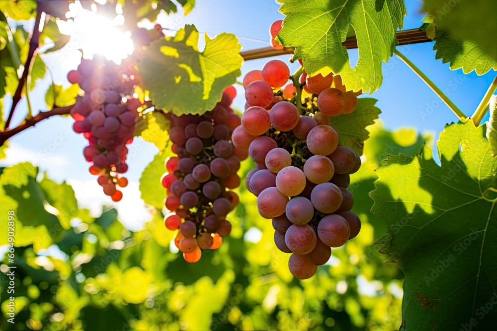Fototapeta premium Closeup Of Grapes Growing In Vineyard.