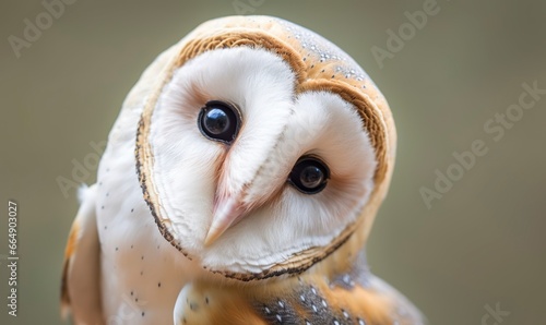 Tyto alba head, a common barn owl. close up. © Md