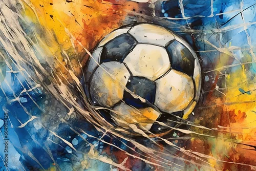 Obraz Piłka nożna w siatce bramki