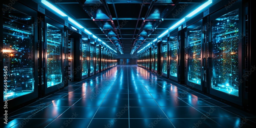 Data Center Background. Futuristic Server Room