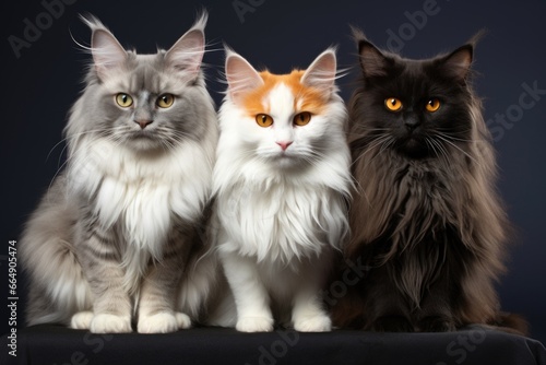 three different cat breeds in one frame © altitudevisual