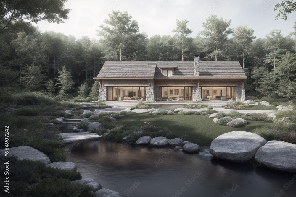 there is a house that is sitting on the side of a river there is a house that is sitting on the side of a river