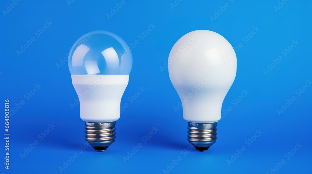light bulb on blue background. Generative AI light bulb on blue background. Generative AI