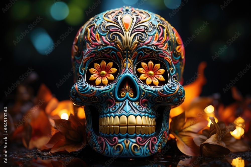 Obraz premium Colorful human skull