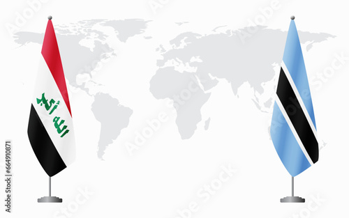 Iraq and Botswana flags for official meeting