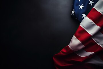 United States flag on dark background with text space. Concept of celebrating Labor Day, US presidential election,veterans day