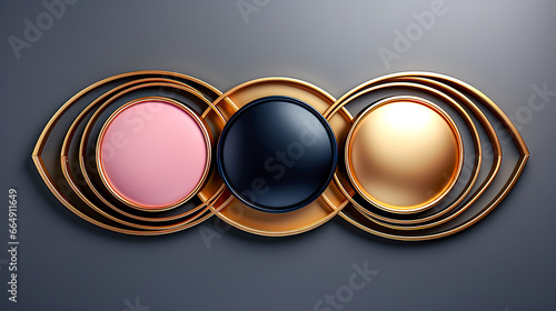 Texture round plates set, metallic design for frames, palette design template.