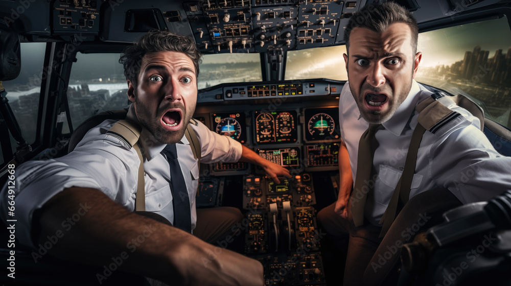Navigating Chaos,Emergency Altitude: From Wide-eyed Fear to Strategic Flight Adaptation - obrazy, fototapety, plakaty 