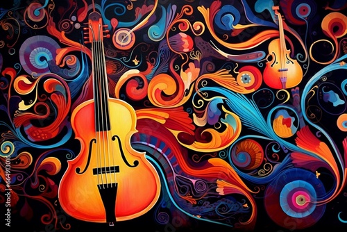 Vibrant musical backdrop. Generative AI