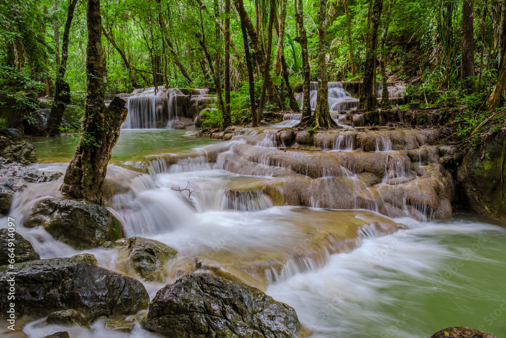 Erawan Waterfall Thailand, is a beautiful deep forest waterfall in Thailand. Erawan Waterfall in National Park Kachanaburi Erawan Waterfall Thailand, is a beautiful deep forest waterfall in Thailand. Erawan Waterfall in National Park Kachanaburi