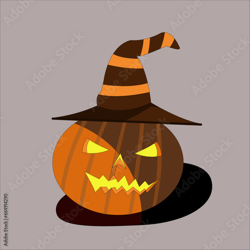 Halloween - a scary pumpkin in a hat