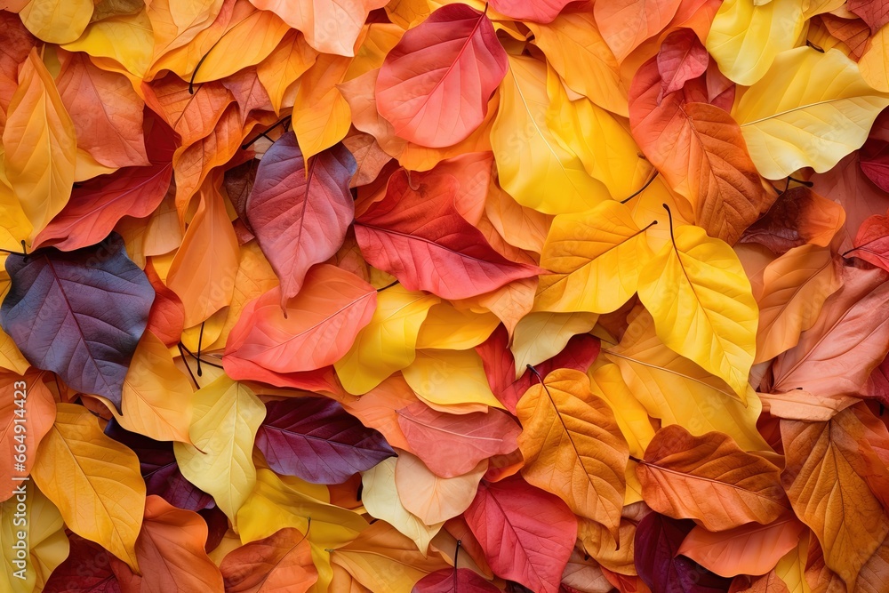 piles of colorful summer leaves. Generative AI