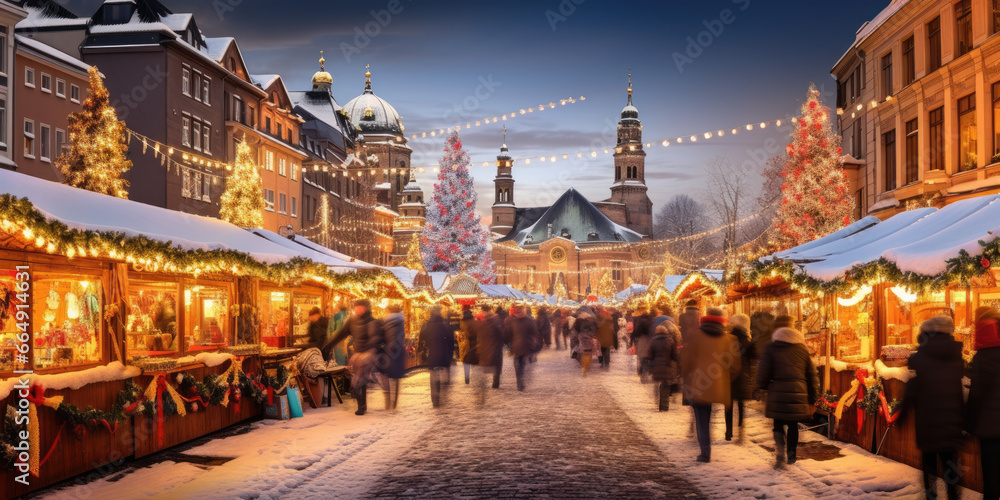 Obraz na płótnie Beautiful and romantic Christmas markets w salonie
