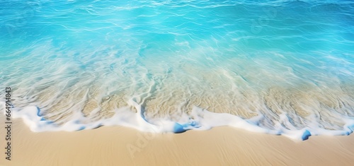 expanse of waves on a white sandy beach. Generative AI © Nanda