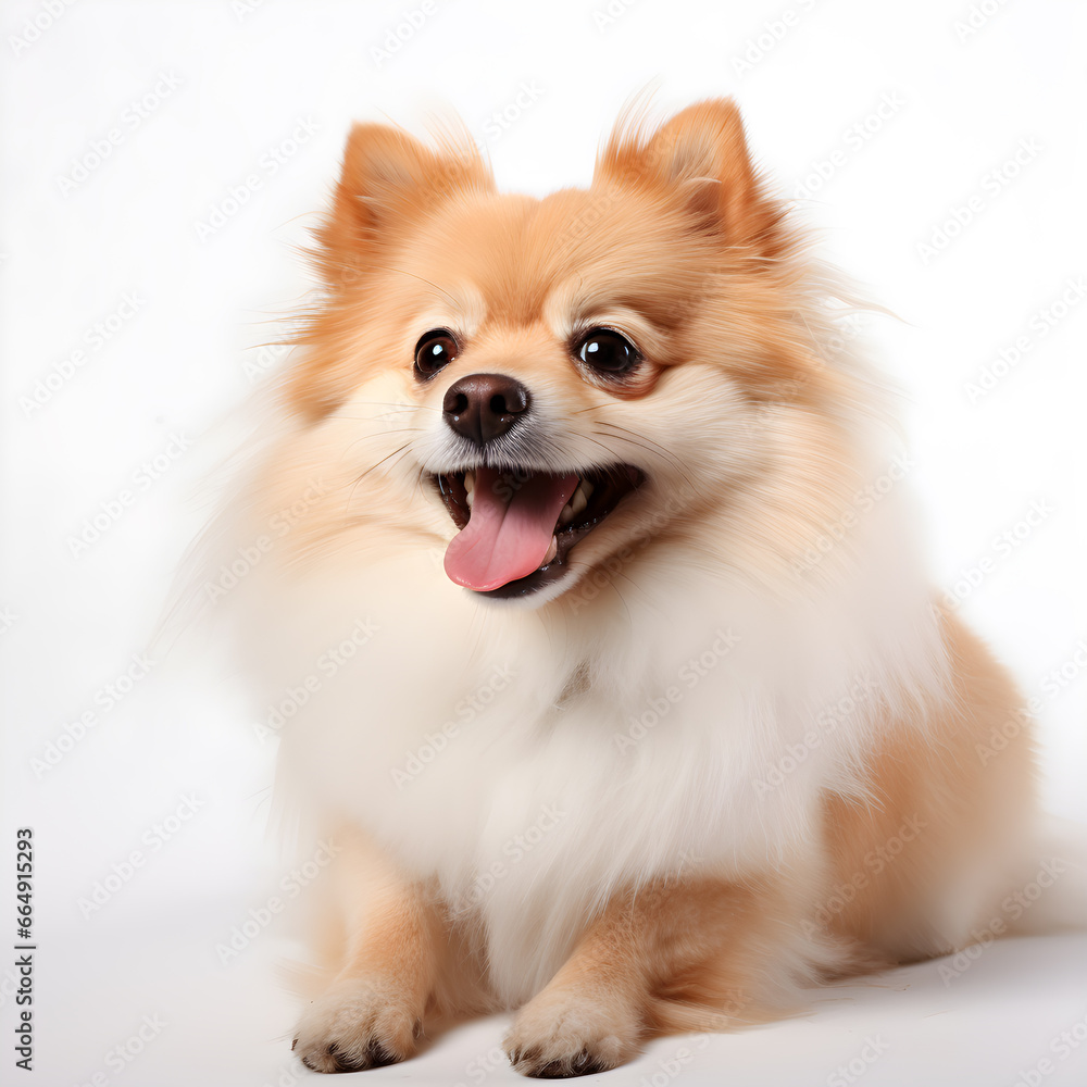 German Spitz sitting isolated on a white background