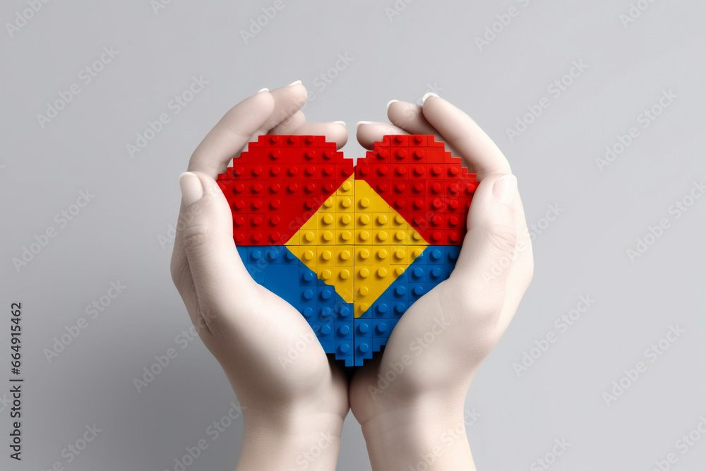 hands holding red heart icon illustration. hand making heart sign. health care, hope, life insurance concept, world heart day, organ donor day, gratitude. Bricks style. generative ai hands holding red heart icon illustration. hand making heart sign. health care, hope, life insurance concept, world heart day, organ donor day, gratitude. Bricks style. generative ai