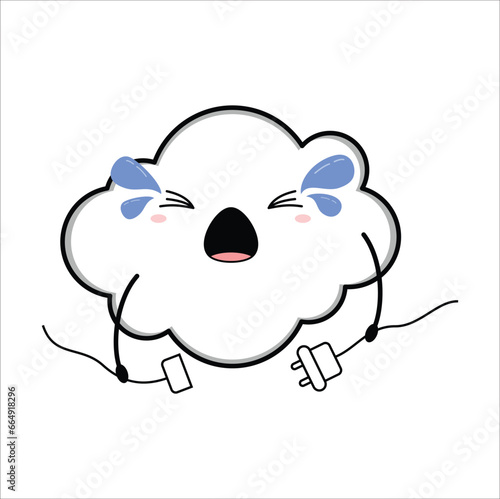 Cute kawaii disconnected cloud, suitable for sticker, t-shirt, mug, etc. vector formats. Eps 10

