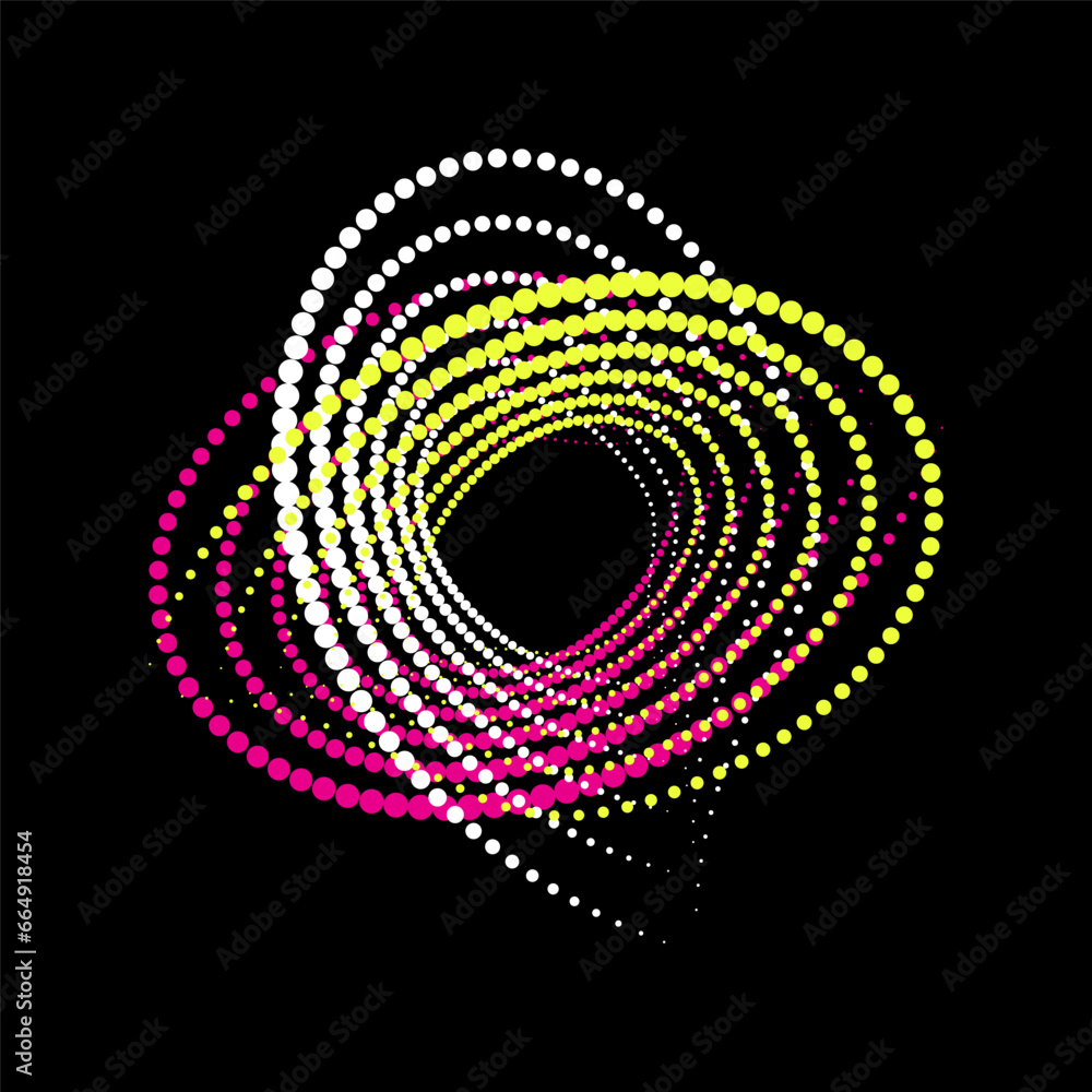 Abstract white, yellow and crimson spiral. Vector dots background for design banners, posters, business projects, pop art texture, covers. Geometric halftone texture. Abstract white, yellow and crimson spiral. Vector dots background for design banners, posters, business projects, pop art texture, covers. Geometric halftone texture.