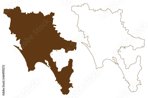 South Gippsland Shire (Commonwealth of Australia, Victoria state, Vic) map vector illustration, scribble sketch South Gippsland Shire Council map