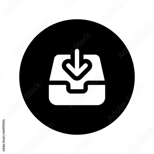 inbox circular glyph icon