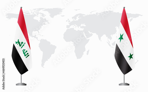 Iraq and Syria flags for official meeting