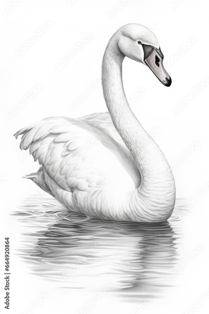 sketch of a swan in a line art hand drawn style sketch of a swan in a line art hand drawn style