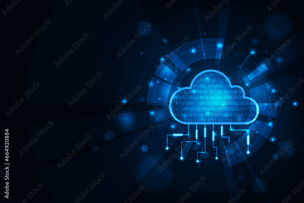 Vector digital hud sci fi technology cloud storage transfer data to ...