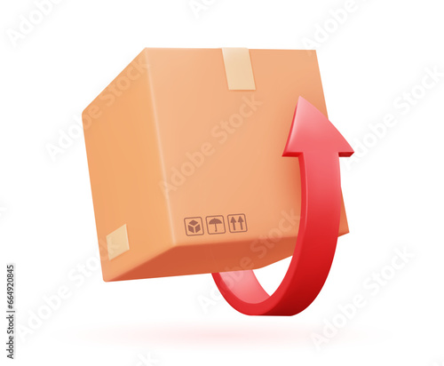 Box and arrow 3d icon.