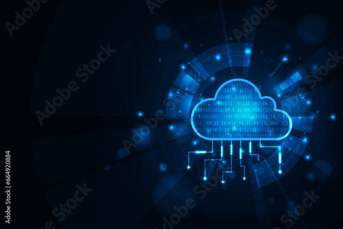Vector digital hud sci fi technology cloud storage transfer data to server concept adstract blue light background.