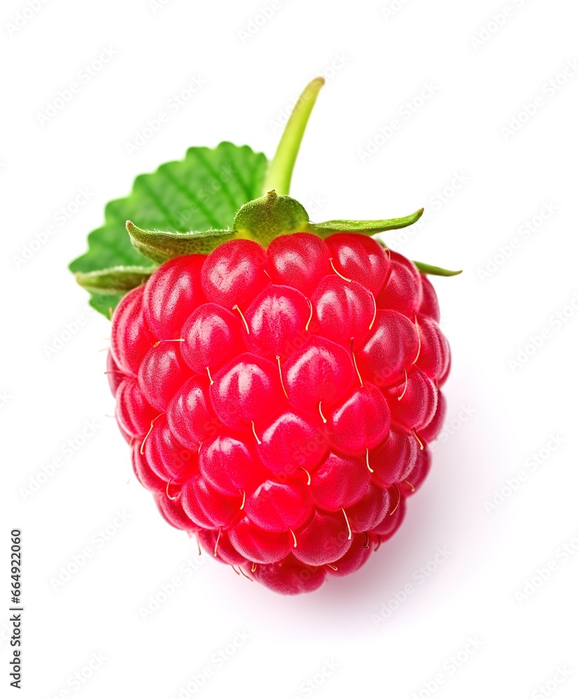 raspberry isolated on white. Generative AI raspberry isolated on white. Generative AI