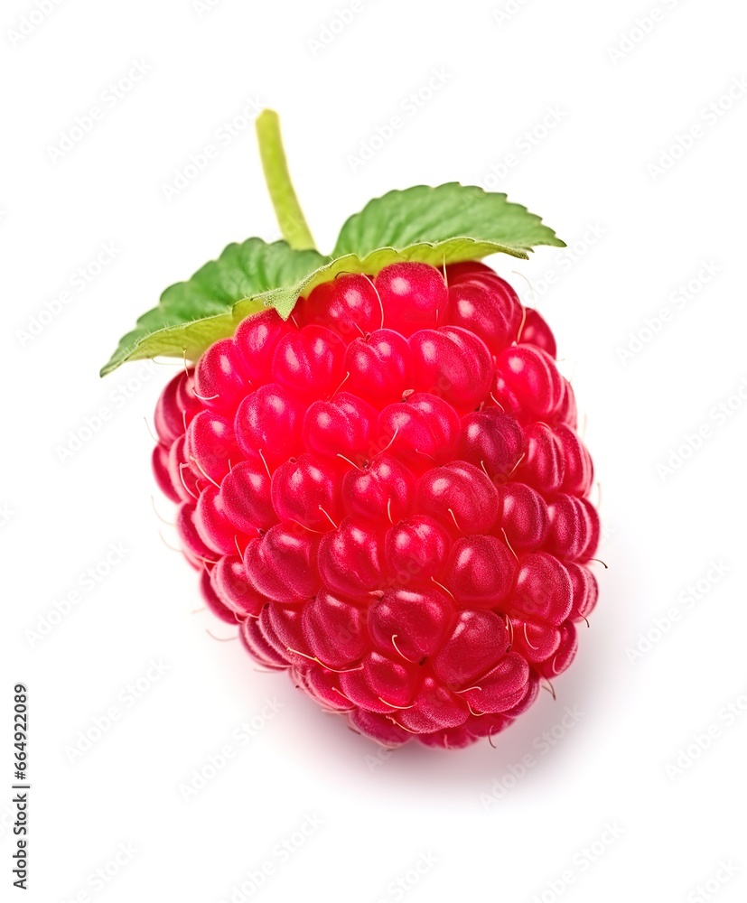 raspberry isolated on white. Generative AI raspberry isolated on white. Generative AI