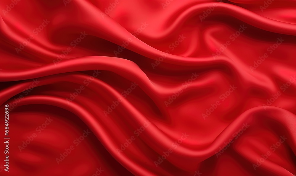 photo of wavy and shiny red fabric. Generative AI photo of wavy and shiny red fabric. Generative AI